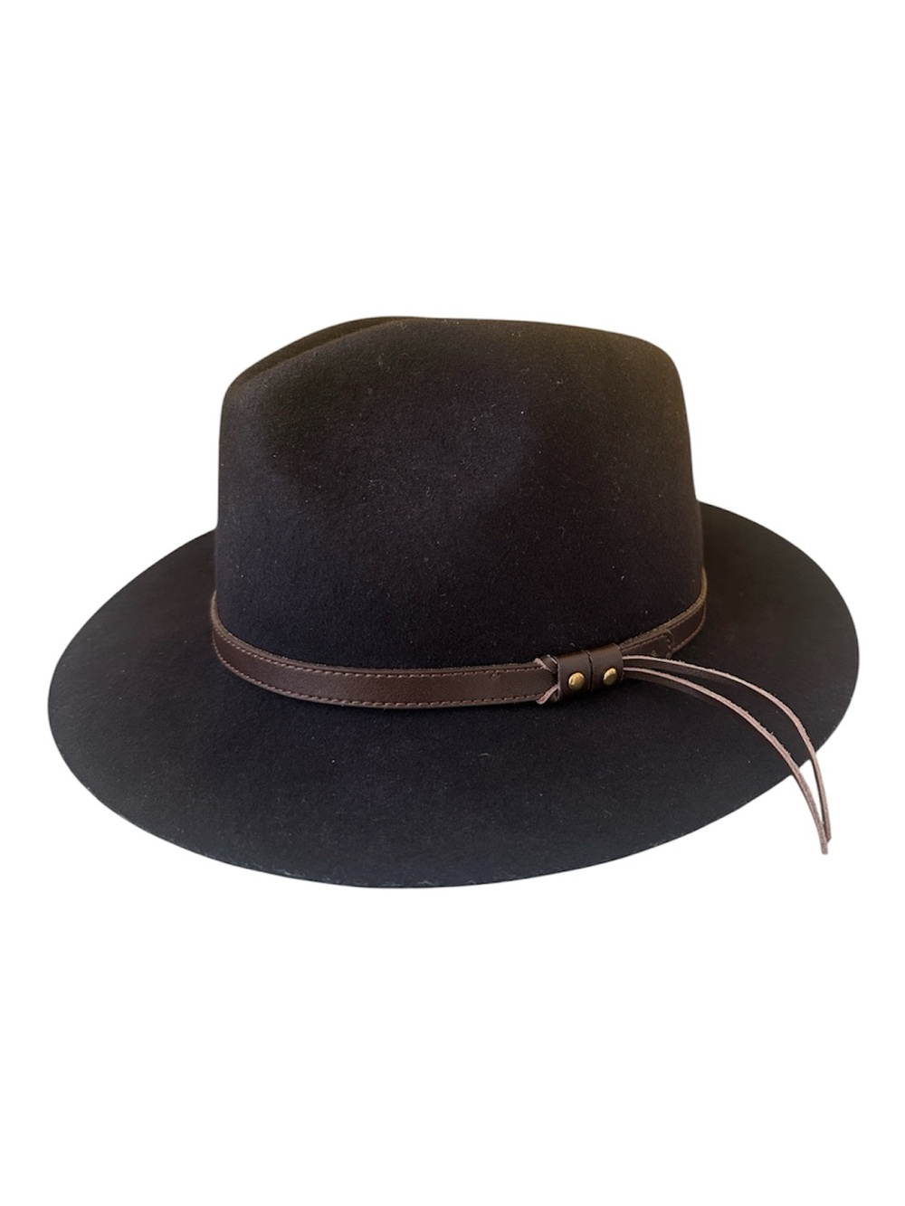 Thomas Cook Men's Jagger Wool Felt Fedora Hat in Black with Brown Band Size S